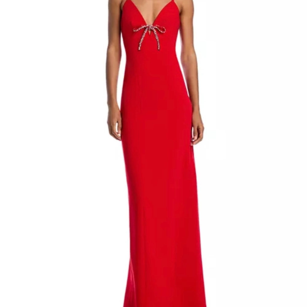 Cinq a Sept Adele Bow Gown in Candy Apple Red